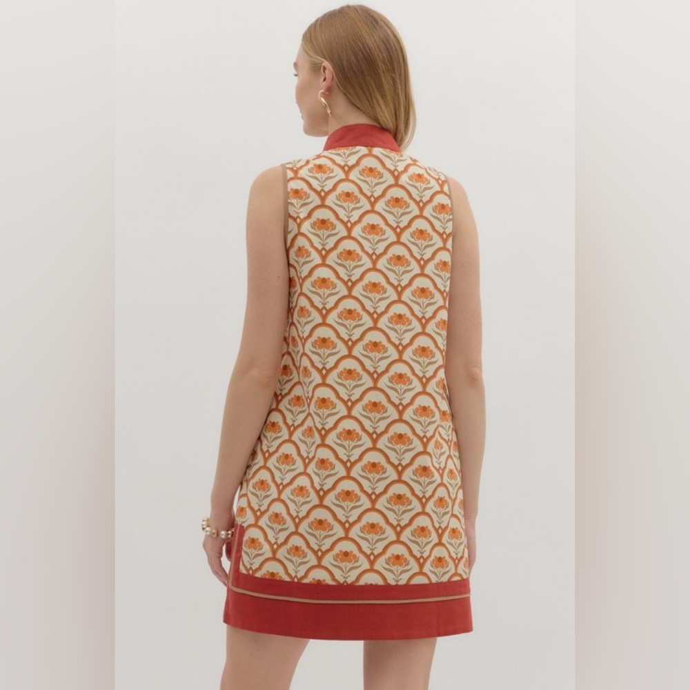 ENTRO ELOISE GEO PRINT MINI DRESS IN ECRU Size Medium NWT - Picture 4 of 14